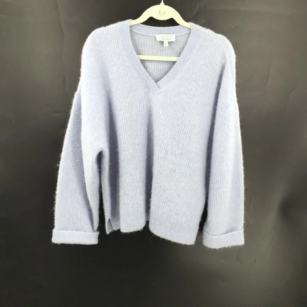 & other stories anthropologie alpaca wool blue periwinkle‎ Blue V Neck Sweater S